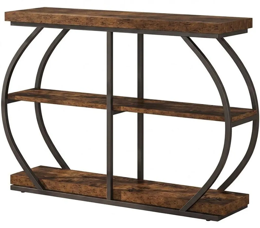 Table d'appoint HOGA-YC0006 noir et marron 104cm style industriel chic