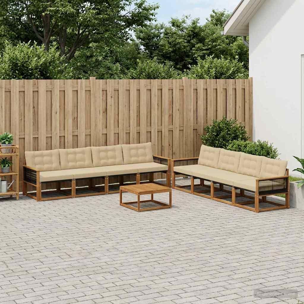 Möbel Outdoor-Sofagarnitur mit Kissen 9 pcs Natur und BeigeGartensofas - Gartensofas c271