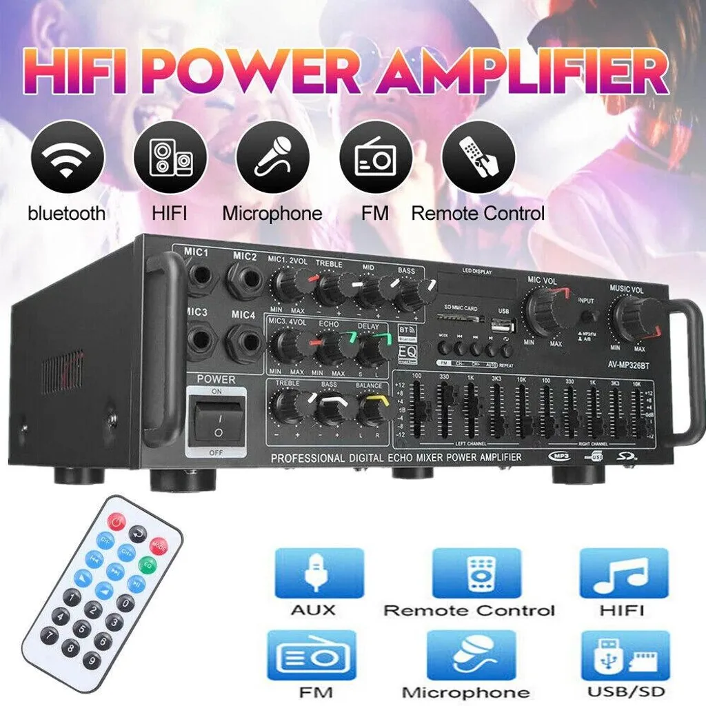 Ampli intégré HIFI Bluetooth et récepteur FM USB avec télécommande