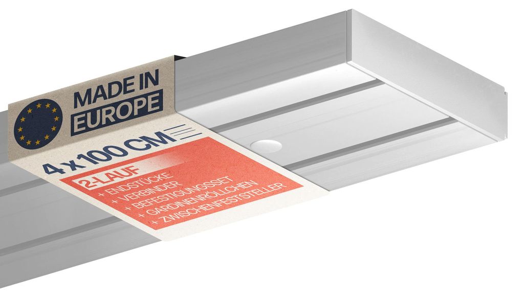 Vorhangschiene 2-läufig 400 cm – Gardinenschiene Set (4x100 Produktbild 