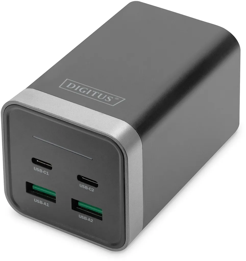 Chargeur USB Digitus 4 ports 150W GaN - Adaptateur secteur universel Noir/Argent