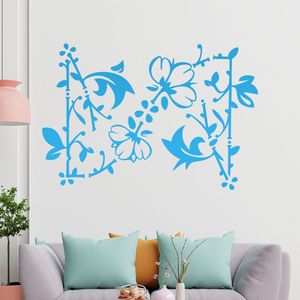 Blumenranke - Linien Wandtattoo in 6 Größen - Wandaufkleber Wall Sticker - Dekoration, Küche, Wohnzimmer, Schlafzimmer, Badezimmer