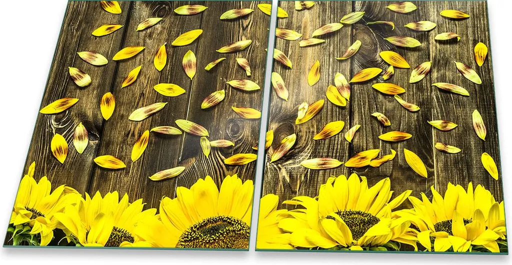 Set 2 Copri Piano Cottura Girasoli Gialli 40x52 | Vetro Sicurezza