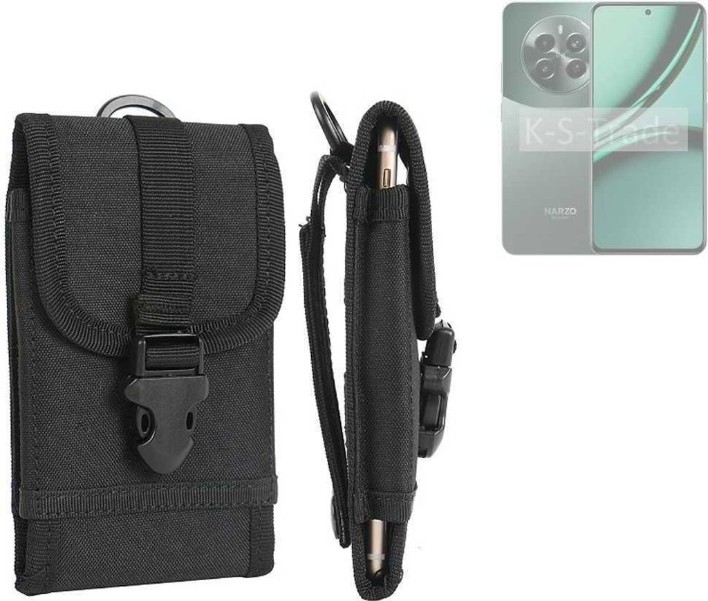 K-S-Trade Holster Handy Hülle kompatibel mit Realme Narzo 70 Pro 5G Holster Handytasche Gürtel Tasche Schutz Hülle Robust Outdoor schwarz