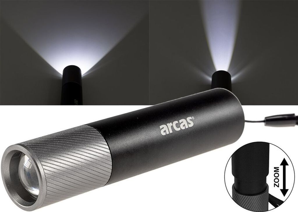 ChiliTec 23979 LED-Taschenlampe ARCAS mit Akku 3W 300lm, Zoom