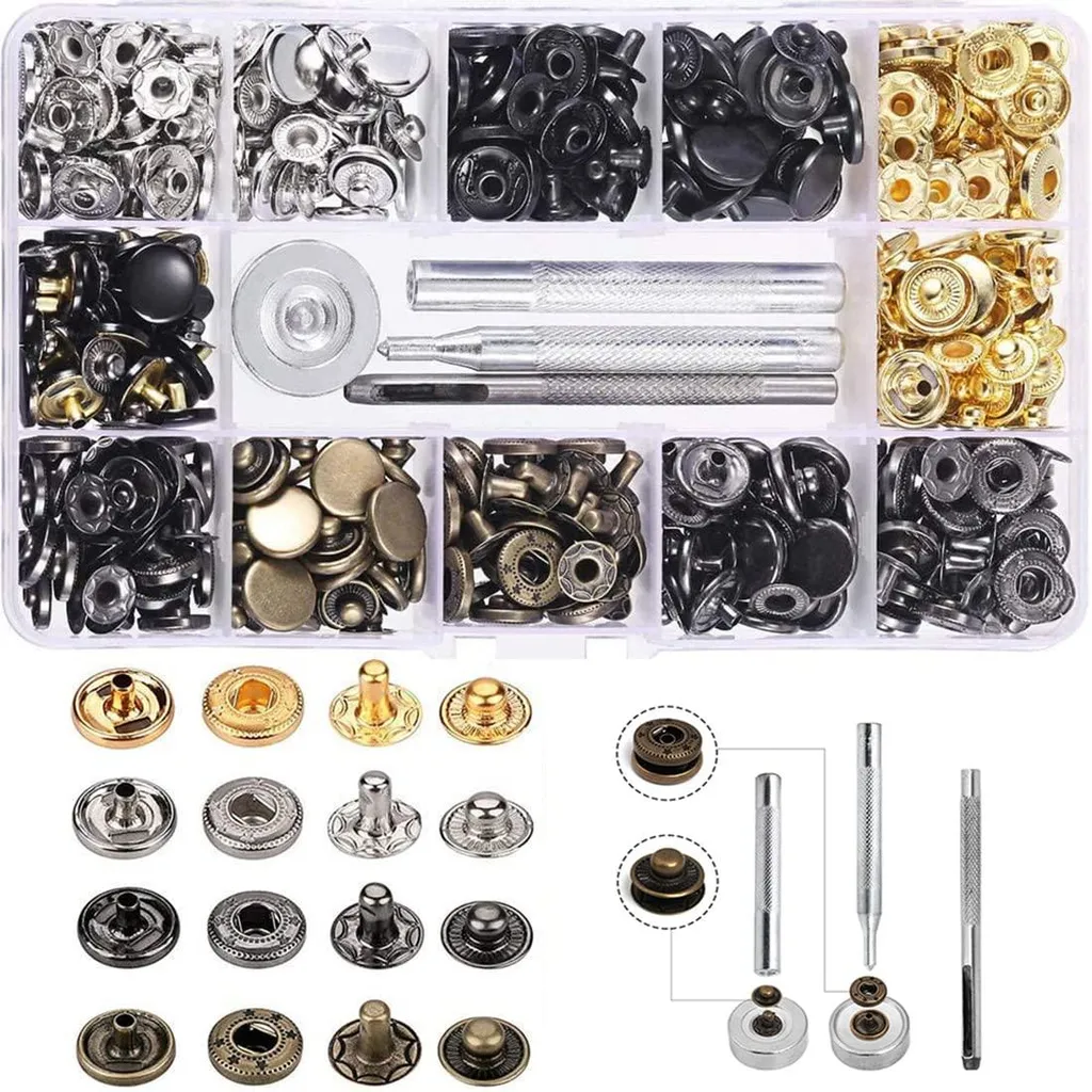 Kit de pose rivets et boutons-pression à visser pour couture 120 pcs