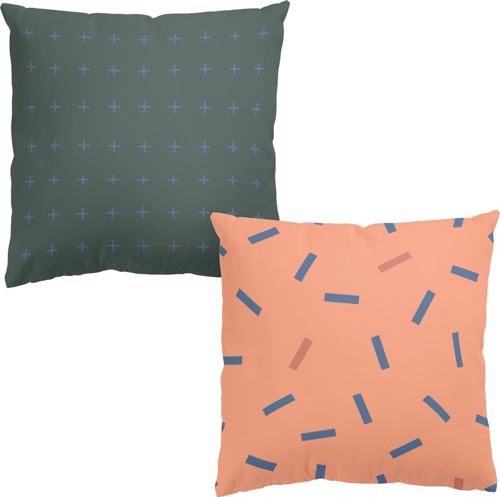 Dekokissen 2-teilig Muster drinnen / Indoor Zierkissen Canvas waschbar Geometrisch rosa Abstrakt Sofakissen mit Füllung