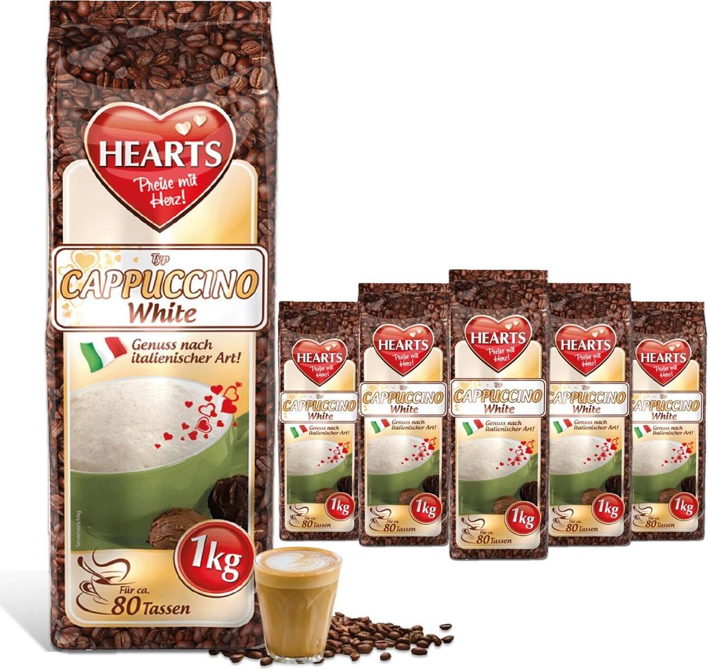 HEARTS Cappuccino White Line Vanille 5 x 1kg Großpackung