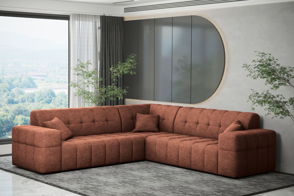 Kaiser Möbel Ecksofa Corner Eckouch Wohnzimmer NIMES stilvol viele farben Stoff Perfect Harmony Kupfer