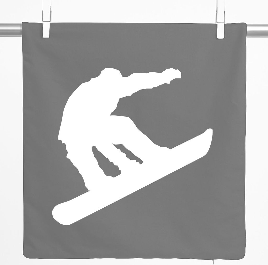 Huuraa Kissenbezug Snowboarden Silhouette 40x40cm Steel Grey Baumwolle Dekokissenbezug Geschenkidee