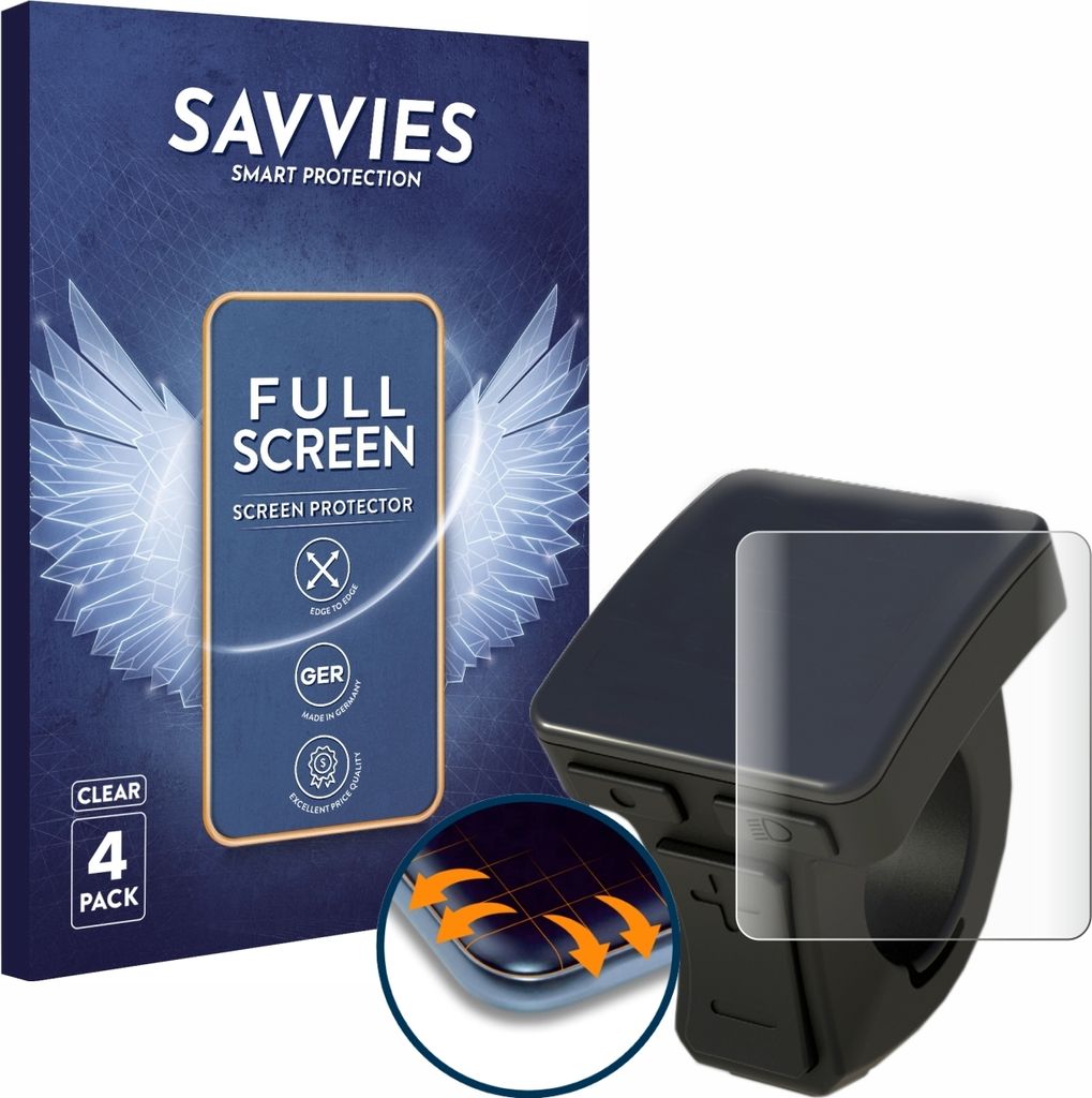 4x Savvies Fullscreen Schutzfolie für Brose Allround 601874 Displayschutz Folie Fullcover Klar Transparent