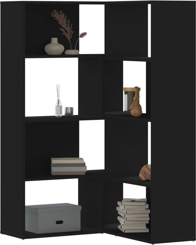 Maison Exclusive - Eck-Bücherregal 4 Etagen Schwarz 85x85x140 cm Holzwerkstoff