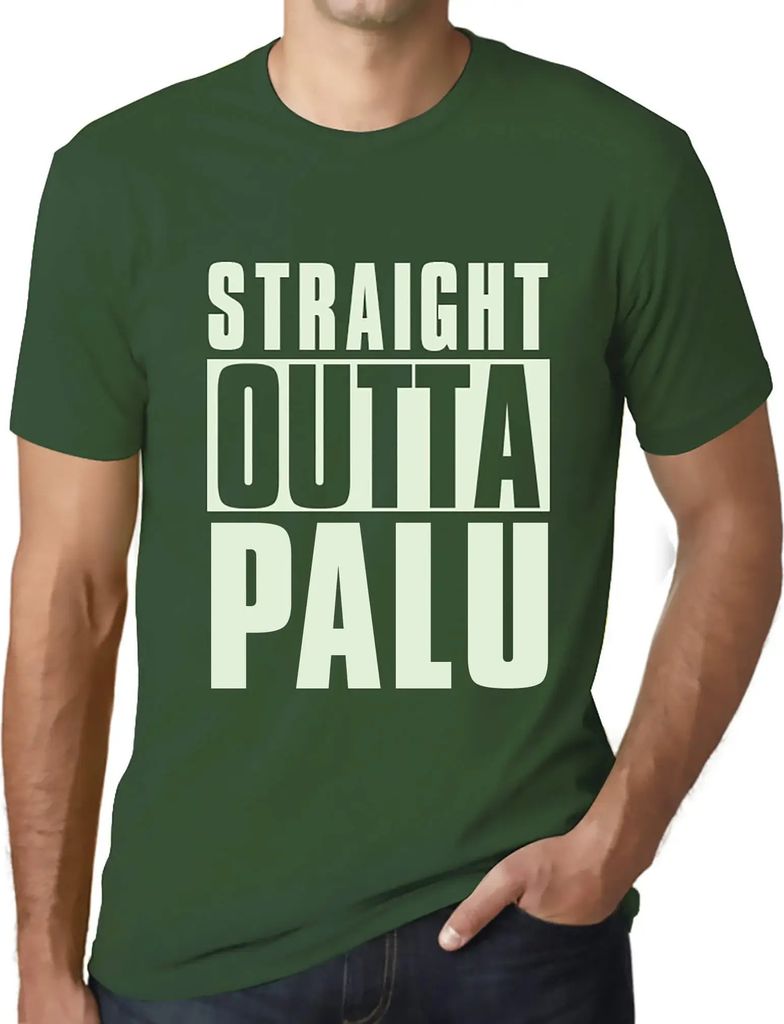 Herren Grafik T-Shirt Direkt aus Palu – Straight Outta Palu – Öko-Verantwortlich Vintage Jahrgang Kurzarm Lustige Druck Geburtstag Geschenk Mann