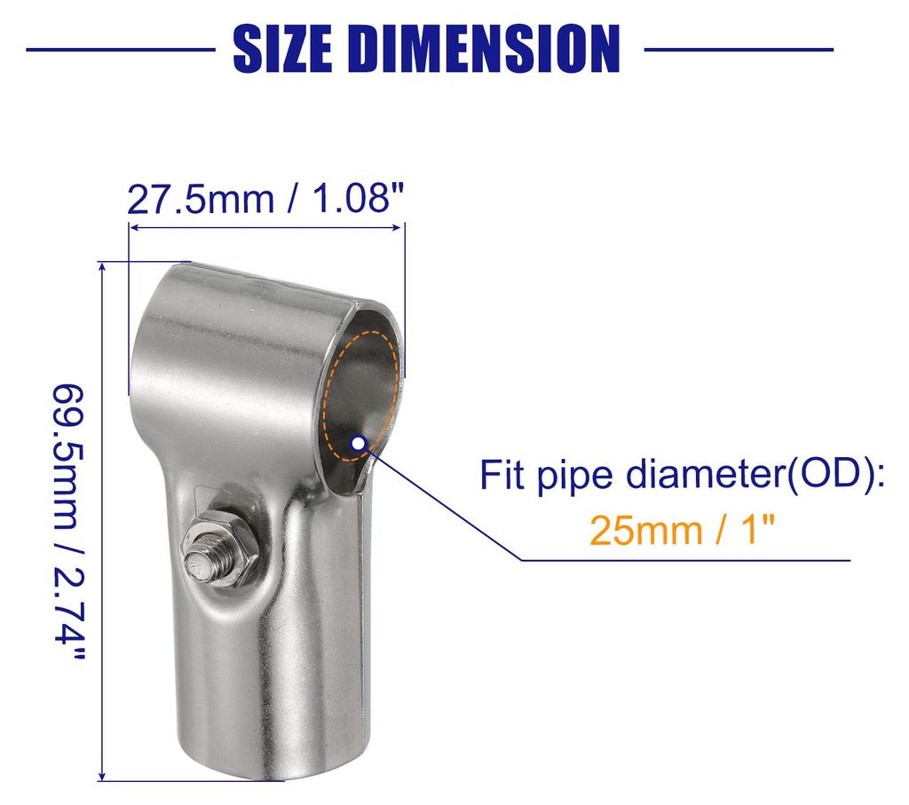 T-Rohr Klemme Anschluss 2Stk Strukturelle Rohrverbinder Kettenglied Zaun Klemme Edelstahl Ecke Beschlag Endschienen Klemme Passt AD 1"(25mm)