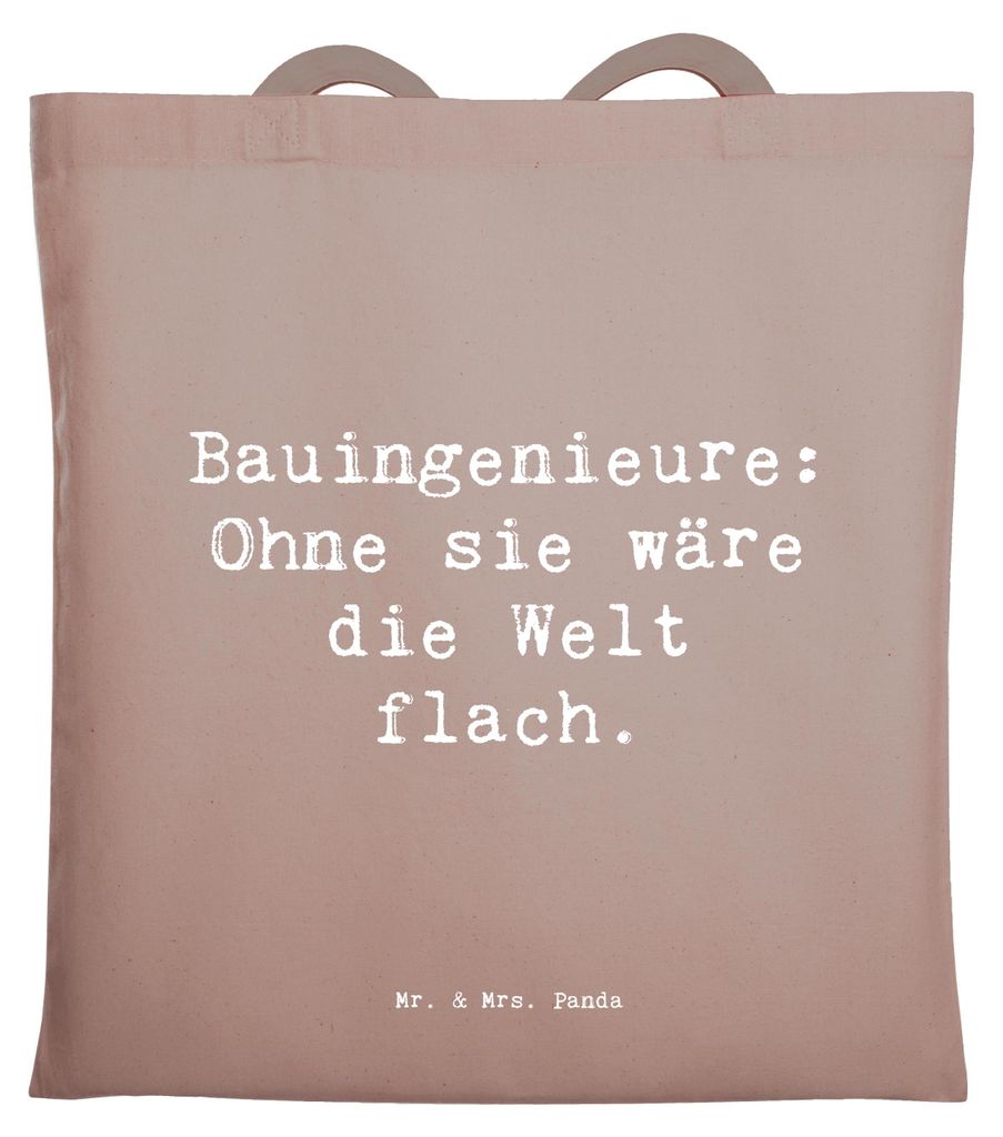 Mr. & Mrs. Panda Schultasche Spruch Bauingenieur Held - Braun Pastell - Geschenk, canvas tasche, Bauprojekte, Ingenieur, Laptoptasche, Berufsliebe,...