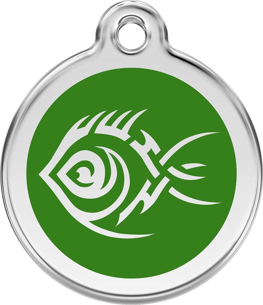 RedDingo Hundemarke mit individueller Gravur Tribal Fisch grün, Größe: L