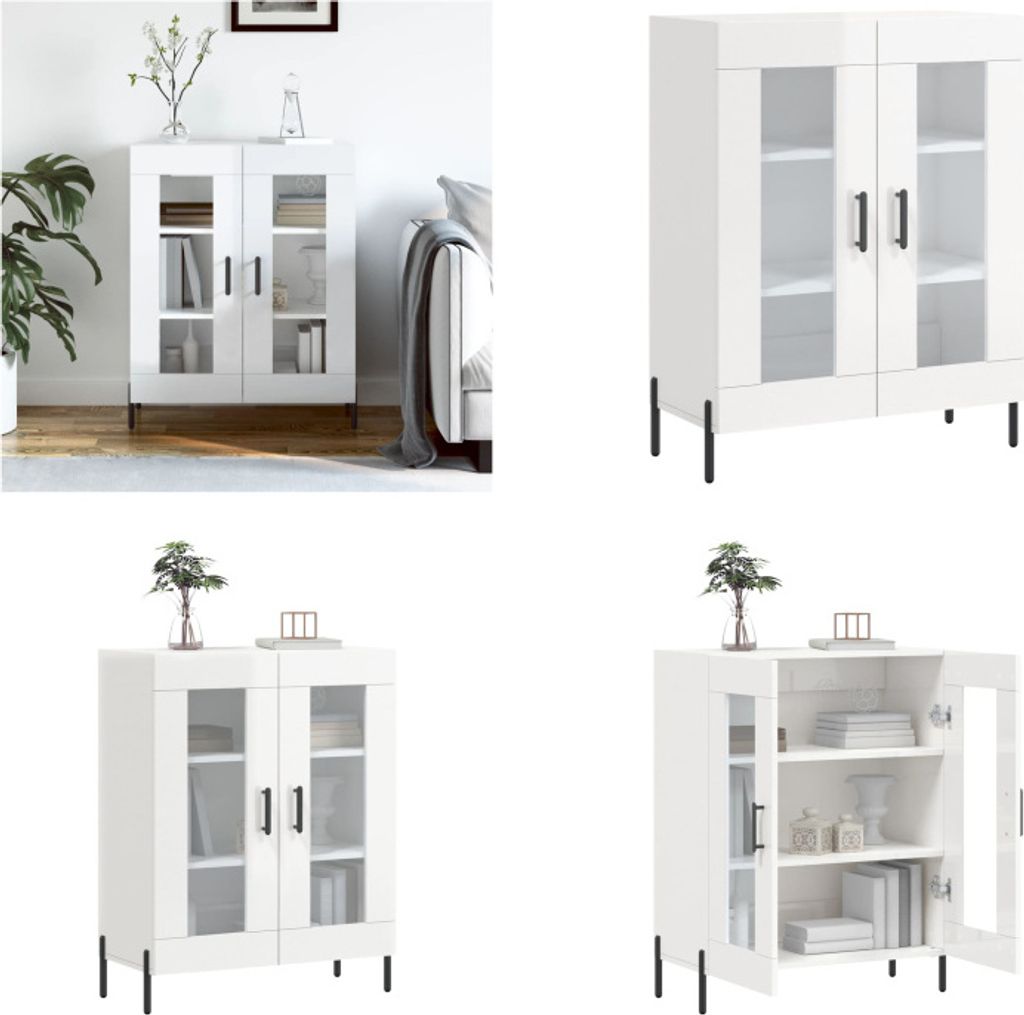 vidaXL Sideboard Hochglanz Weiß 69,5x34x90 cm Holzwerkstoff - Sideboard - Sideboards - Schrank - Aufbewahrungsschrank