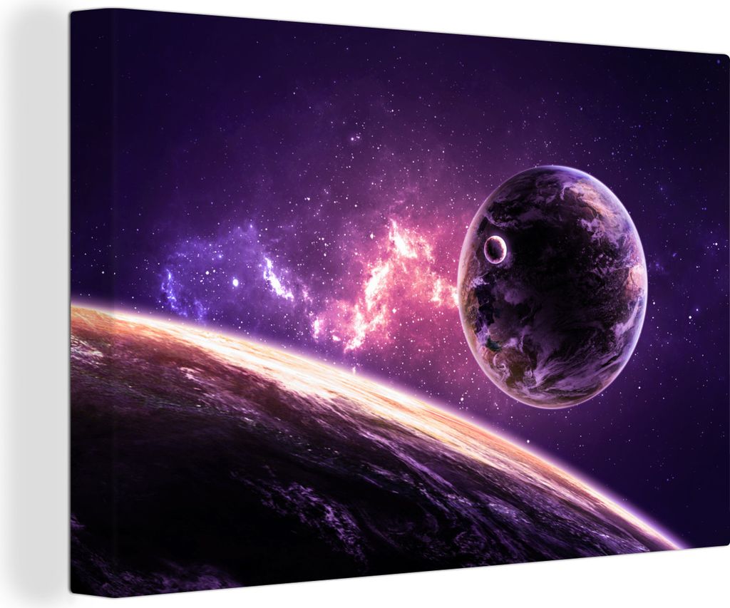 OneMillionCanvasses - Leinwandbilder - 140x90 cm, Planeten - Weltraum - Sterne, Wandbilder Kunstdruck Wanddekoration - Foto auf Leinwand - Gemäl...