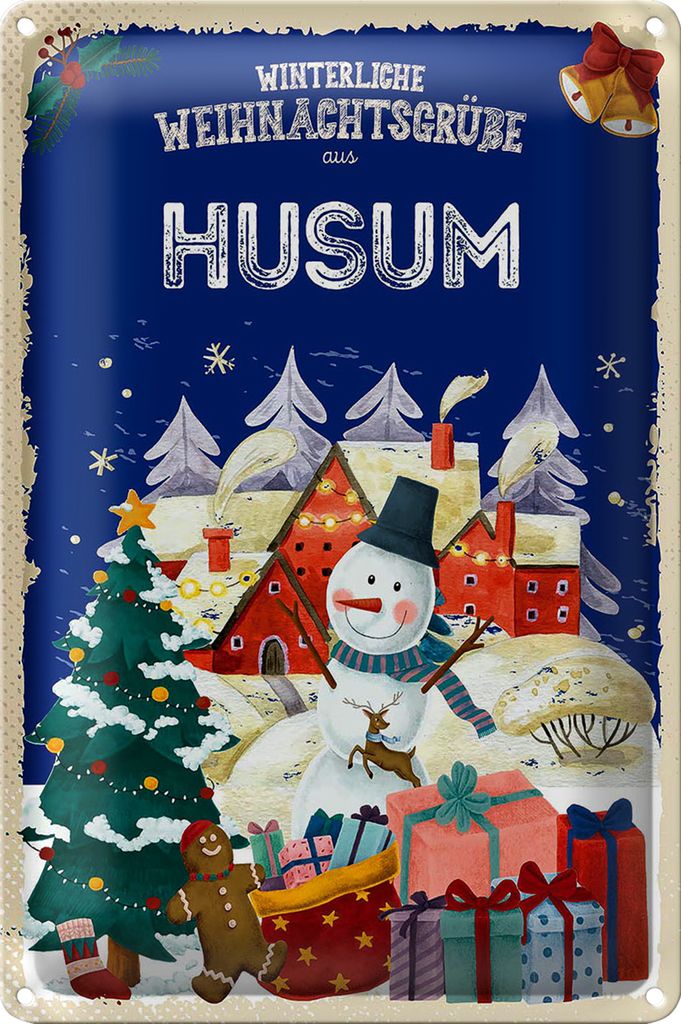 Blechschild Weihnachtsgrüße aus HUSUM 20x30cm