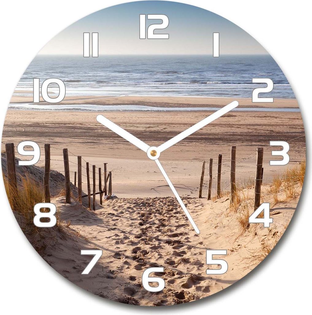 Wanduhr aus Glas 30fi Glasbild Glasuhr Gehärtetes Glas - weisse-zeiger - Coastal dunes