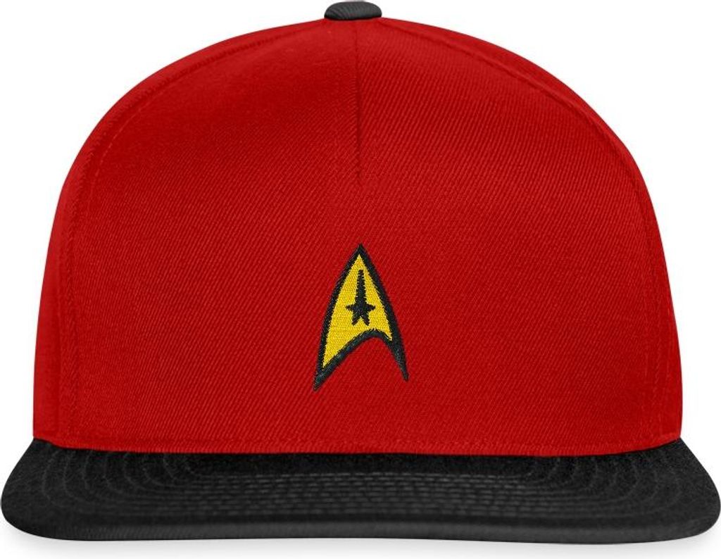Spreadshirt Star Trek The Original Series Besatzung Logo Stick Snapback Cap, One size, Rot/Schwarz