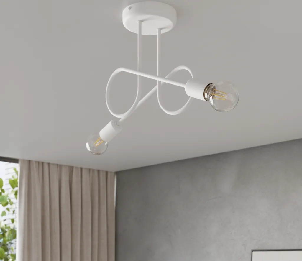 Lustre LOOP 2 Blanc Solution Éclairage Double E27 Acier Robuste - 13