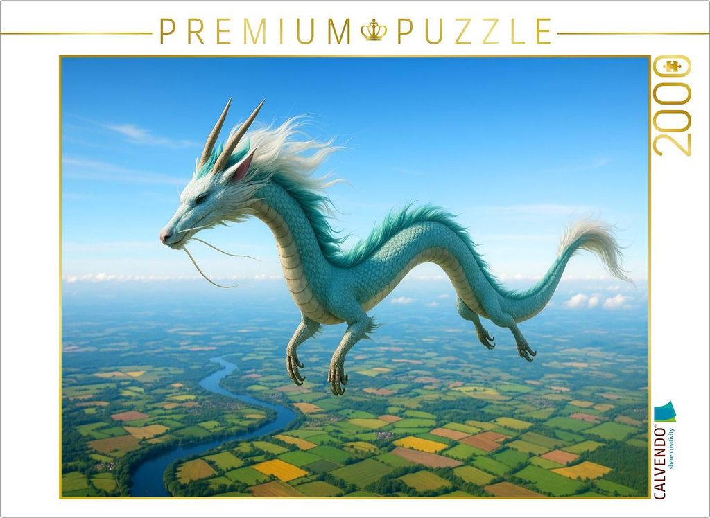 CALVENDO Puzzle Der fliegende Drache - Kraft, Erfolg und Schutzenergie | 2000 Teile Lege-Größe 90x67cm Foto-Puzzle für glückliche Stunden