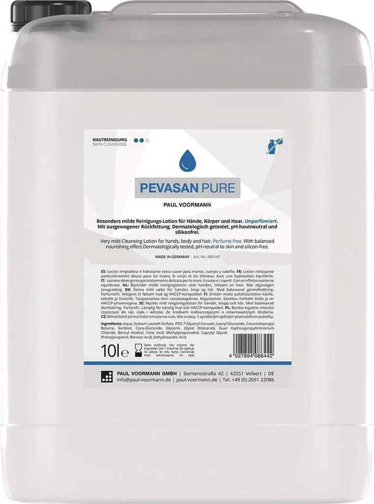 Detergente Mani Pevasan PURE 10 Litri - Conforme HACCP pH Neutro