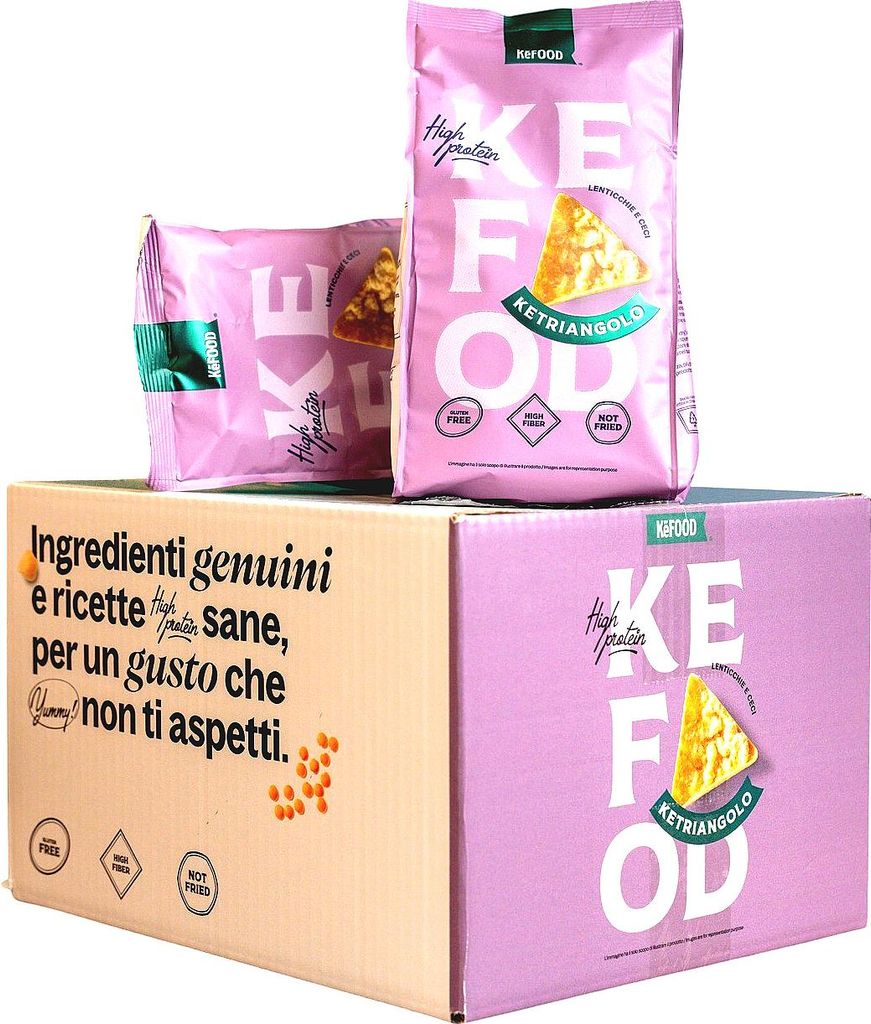 Kefood - Ketriangolo Box 8 x 30 g - Proteinsnack aus Linsen und Kichererbsen - 26 Prozent pflanzliches Protein - Low Carb - glutenfrei - vegan - re...