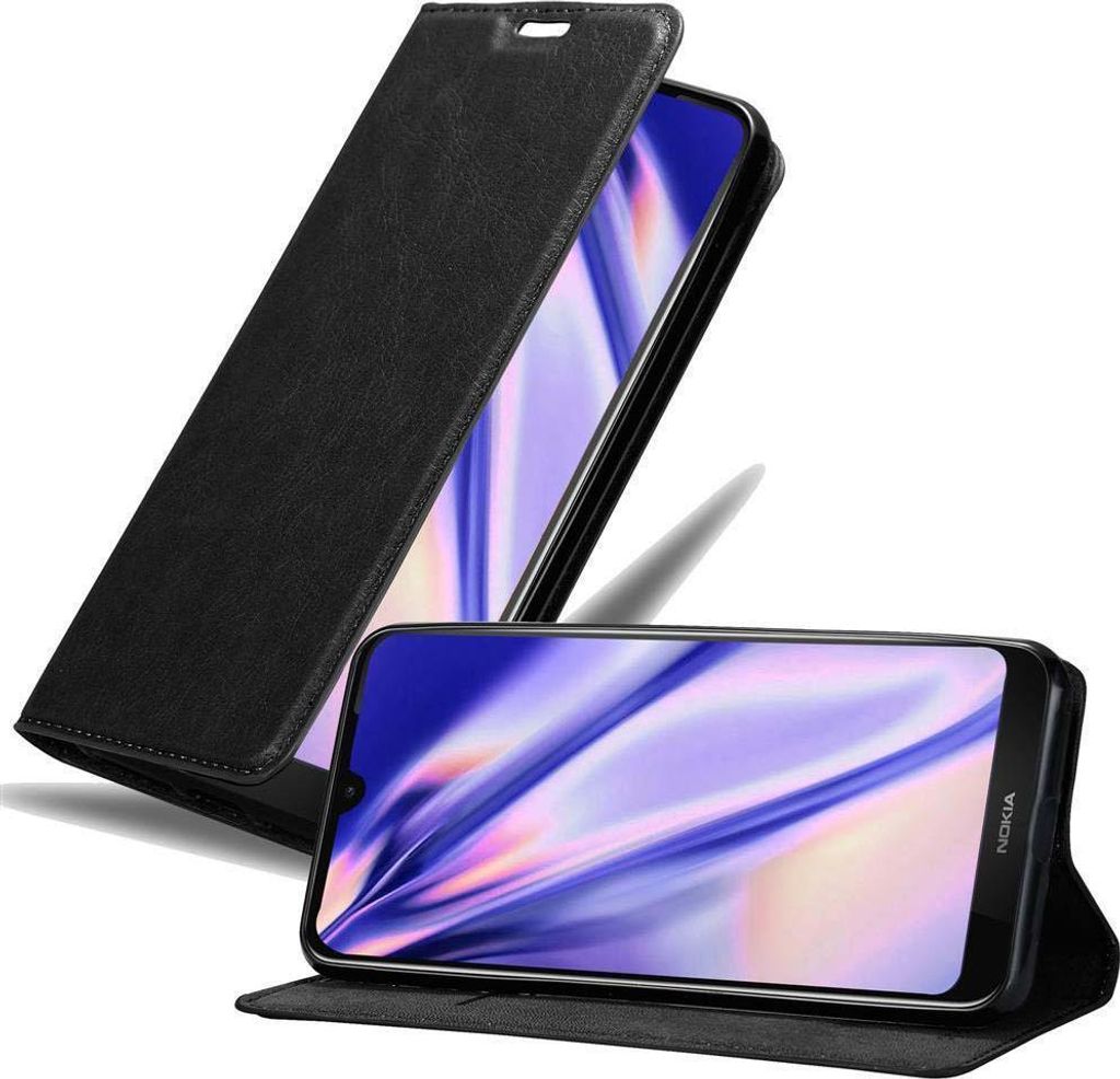 Cadorabo Hülle für Nokia 4.2 Schutz Hülle in Schwarz Handyhülle Etui Case Cover Magnetverschluss