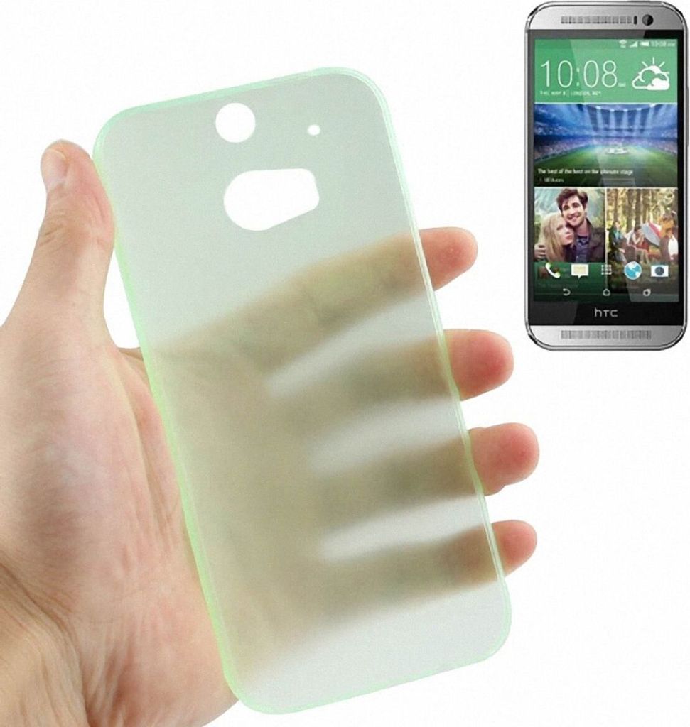 Schutzhülle Case Ultra Dünn 0,3mm für Handy HTC One M8 / M8s Grün Transparent
