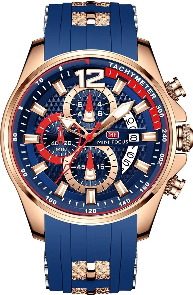 Montre Mini Focus Nelson Bleu et Or Rose KP23887 - Chronographe Homme