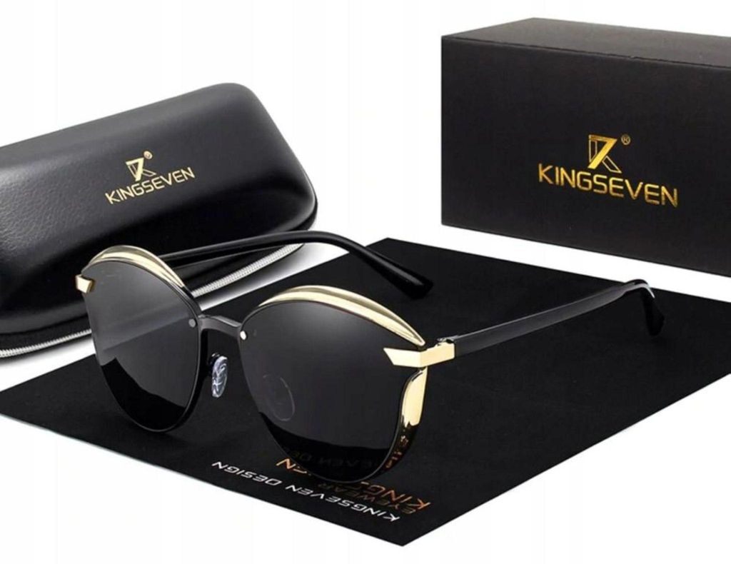 Kingseven - Sonnenbrillen - Dammen - Uv400 - Schwarze Gläser - Metallrahmen - Schwarz