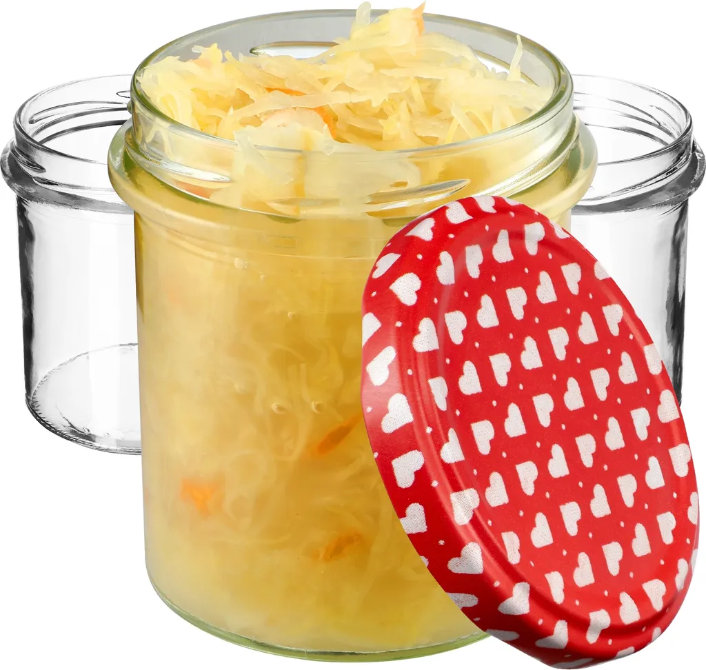 Vasetti per marmellata KADAX 350ml, fi82 mm, vasetti per conserve con coperchio a vite, vasetti per miele, vasetti per conserve