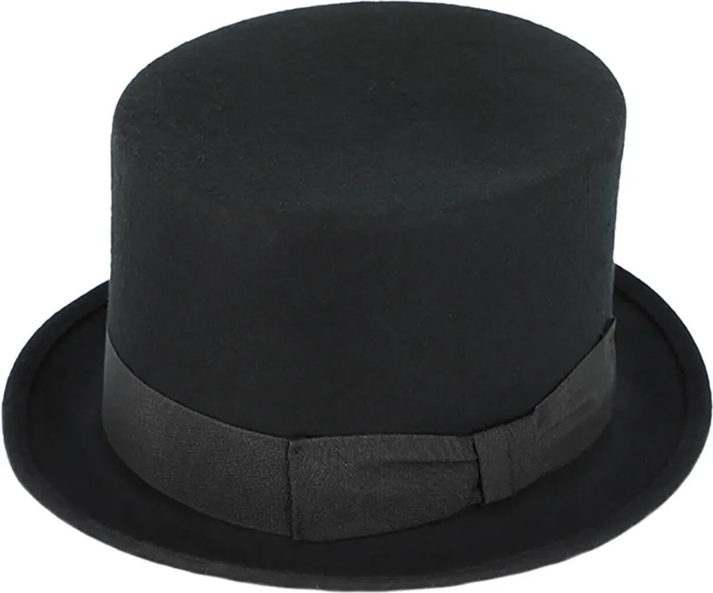 Cappello a cilindro in feltro di lana Fiebig Altezza 13 cm Nero Taglia 55