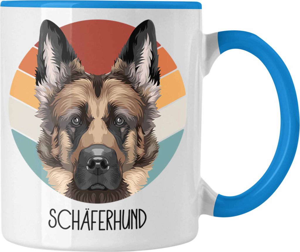Trendation - Schäferhund Besitzer Tasse Geschenk Lustiger Spruch Geschenkidee Schäferhund Mama Papa (Blau)