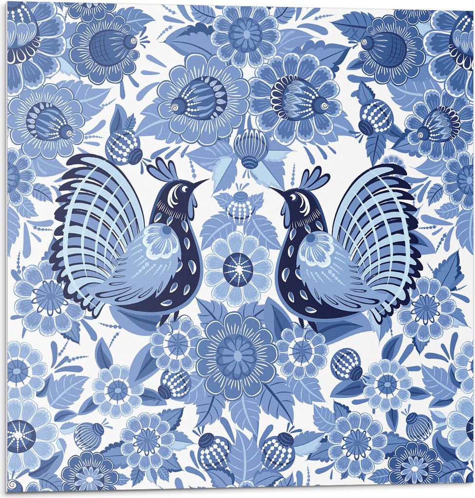 Nahtloses Muster Mit Vögeln Und Blumen – Selbstklebende Fliesen – Wandverkleidung – Wandpaneel – PVC Fliesen – Vinylflisen – PCV Flise...