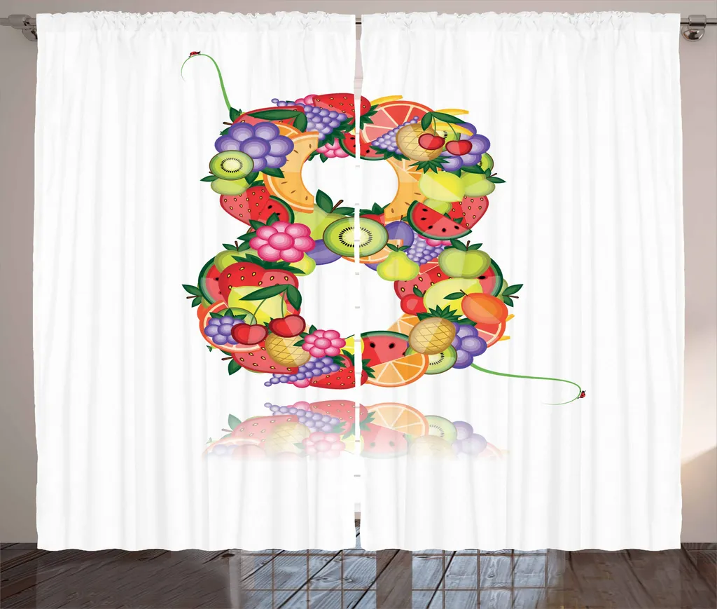 ABAKUHAUS Numero Tenda rustica, Fruttuosa 8 Colorata, Soggiorno Tenda universale con passanti e ganci, 280 x 175 cm, Multicolore