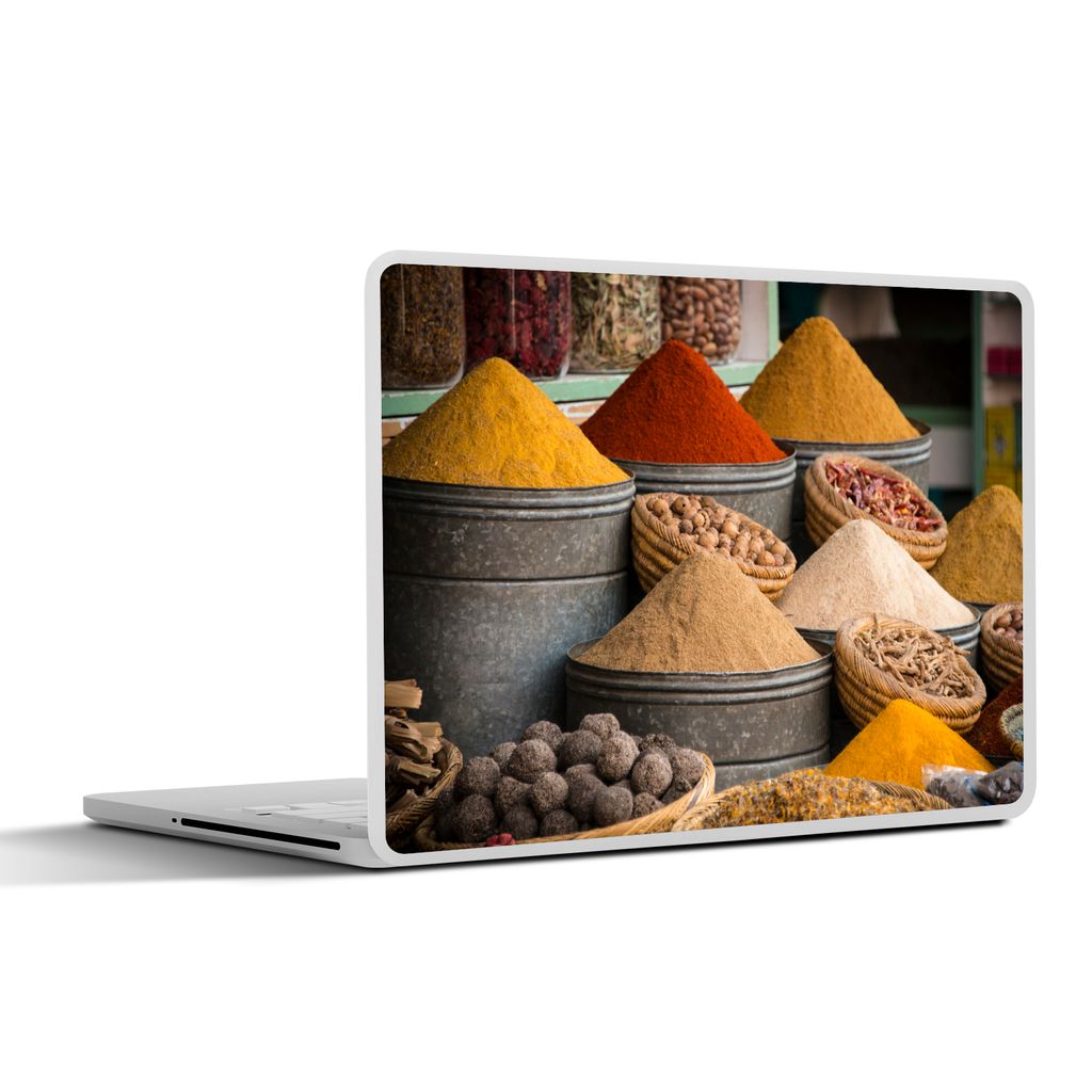 MuchoWow Laptop Aufkleber Sticker Cover Kräuter - Ton - Gewürze - Gelb - Braun 30x22 cm - Laptop-Sticker
