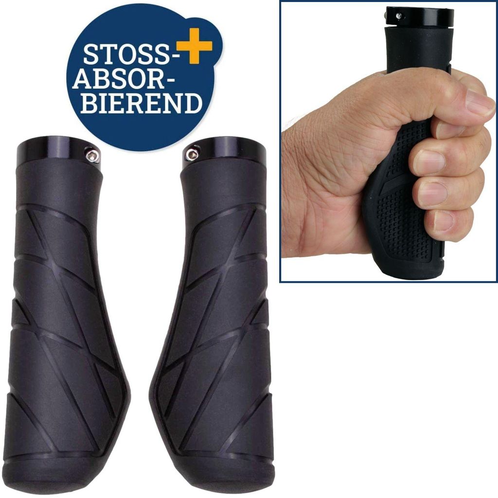 Set Fahrradgriffe Ergo-Grip Antirutsch 135mm Schwarz Produktbild 