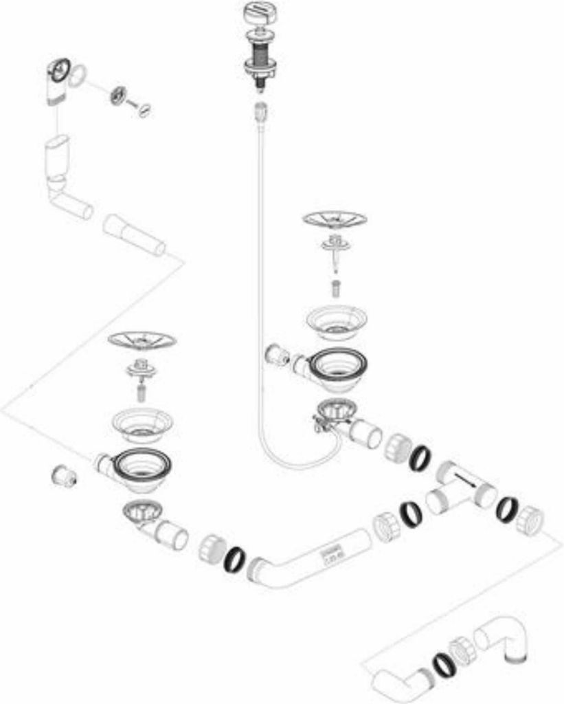 BLANCO Ablaufgarnitur 2x3,5 Ablauffernbedienung C-overflow rund InFino