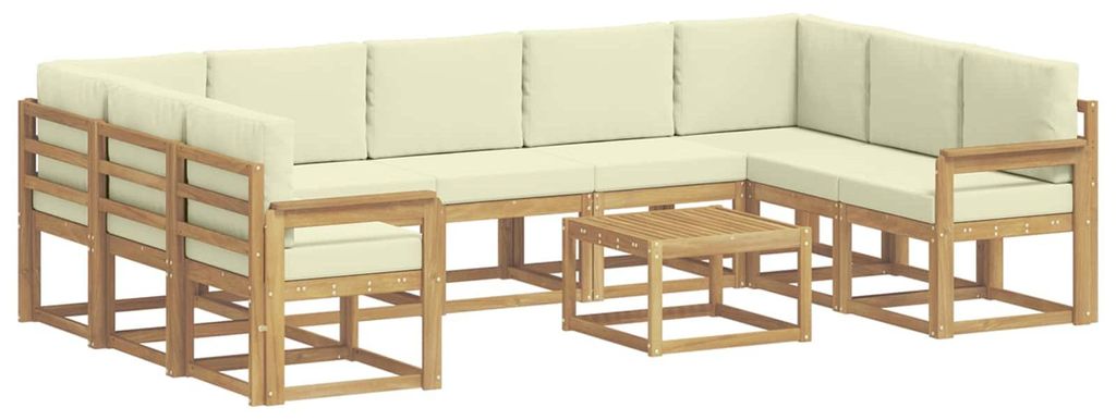 vidaXL Outdoor-Sofagarnitur 10 pcs Weiß und Creme 59 x 59 x 37 cm