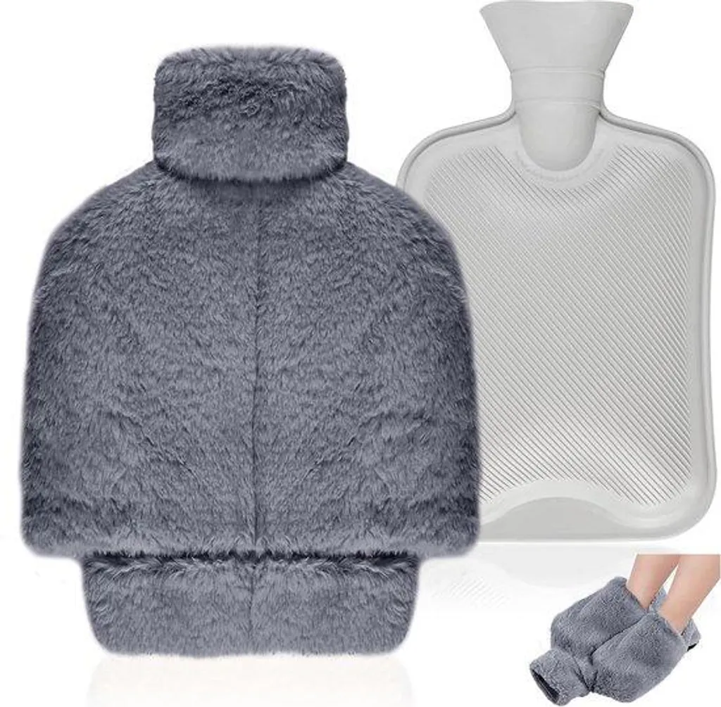 Bouillotte Eau Chaude 2 Litres avec Housse Douce pour Homme et Femme