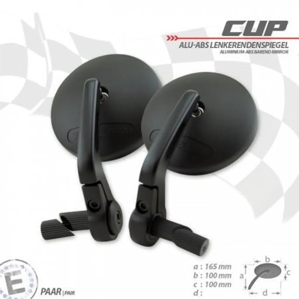 Rétroviseur d'extrémité de guidon CUP ABS/alu noir - Embout de guidon