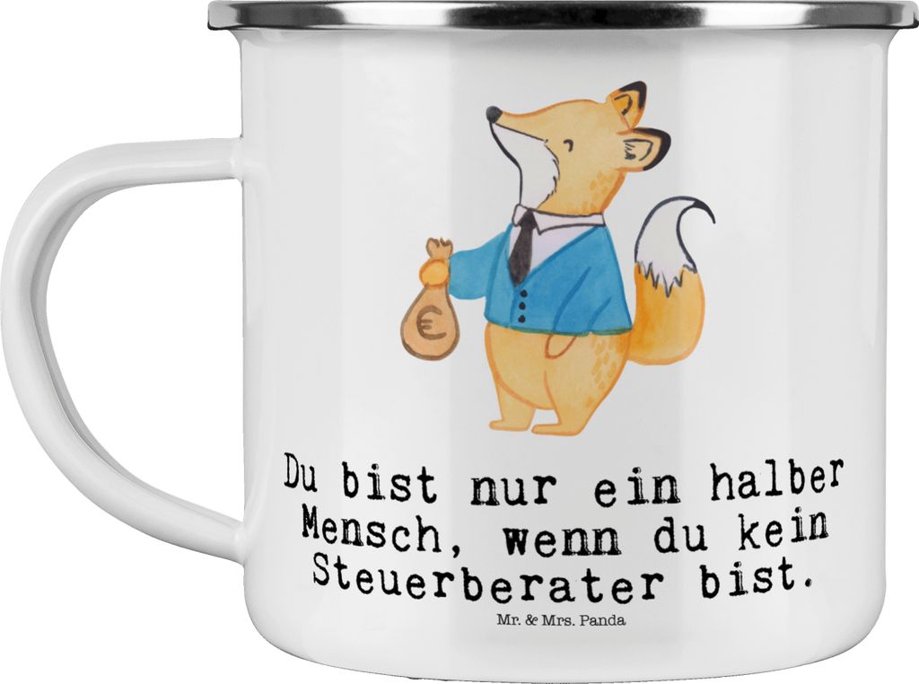 Mr. & Mrs. Panda Pott Steuerberater Herz - Weiß - Geschenk, Kaffeepott, Campingbecher, Teetasse, Emaille Tasse, Haferl