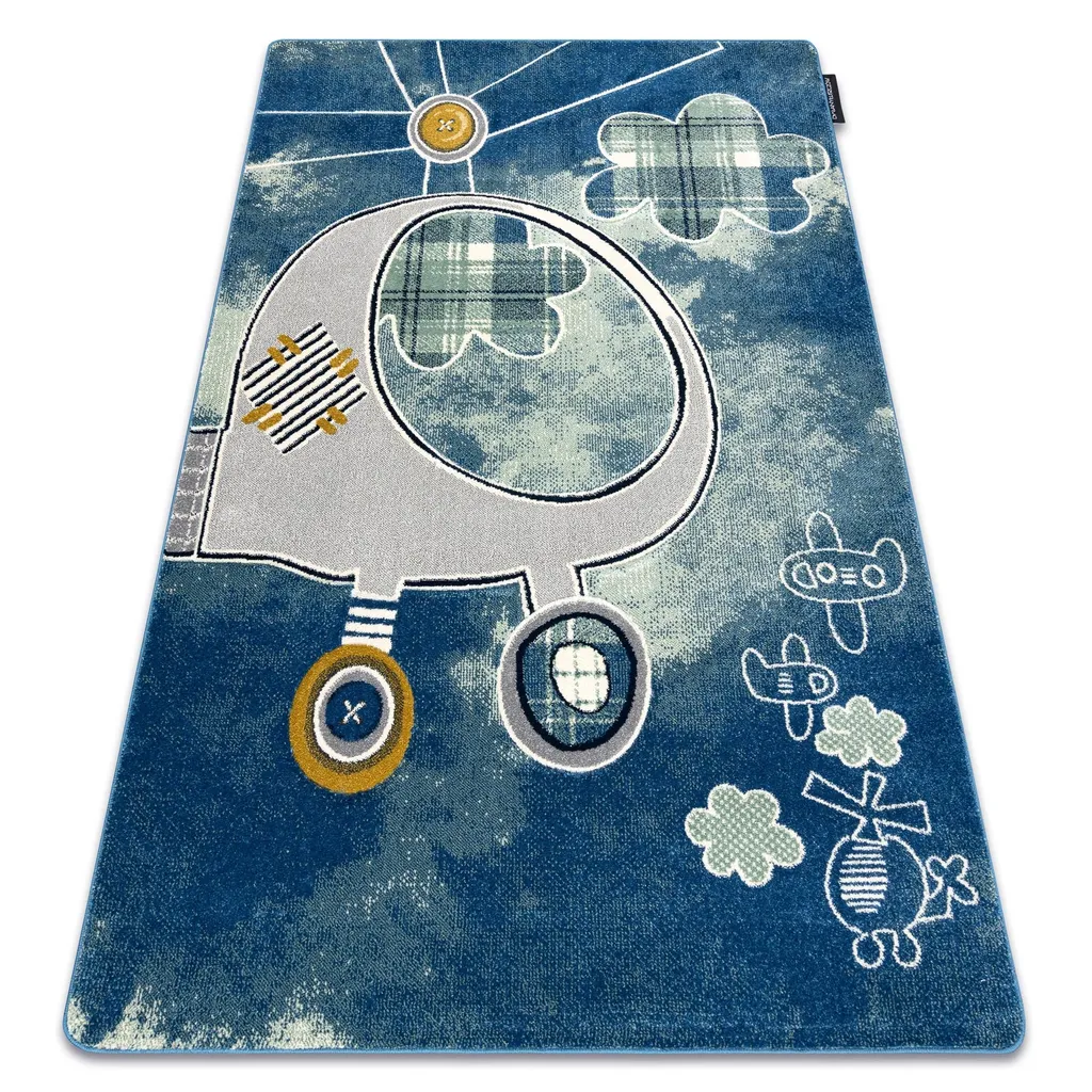 Tapis PETIT HELICOPTER Hélicoptère et Avions Bleu - Taille 120x170 cm