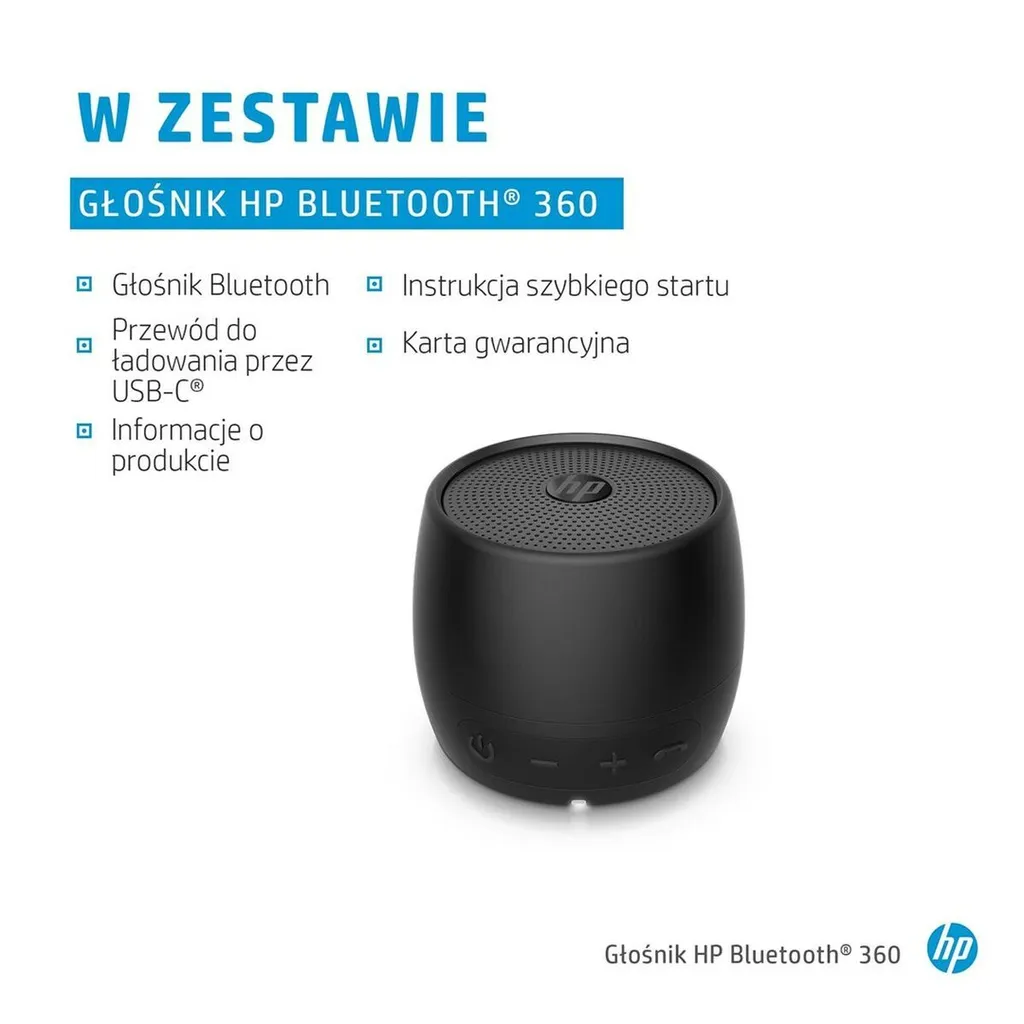 Enceinte nomade HP Bluetooth 360 noire - Audio portable pour smartphone