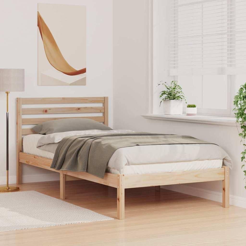 "im Sonderangebot"Bettgestell/Bettrahmen - CLORIS - Einzelbett - mit Kopfteil Braun 90 x 190 cm - Einfache Montage - Massives Kiefernholz - NeuMöb...