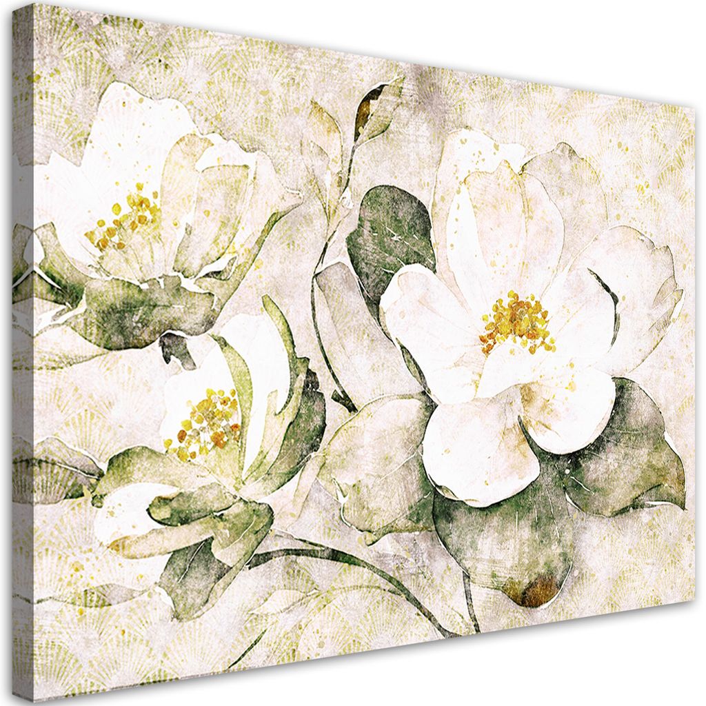 Leinwandbild Weiße Blumen Natur 100x70 Feeby Weiß bild für die wand bereit zum aufhängen