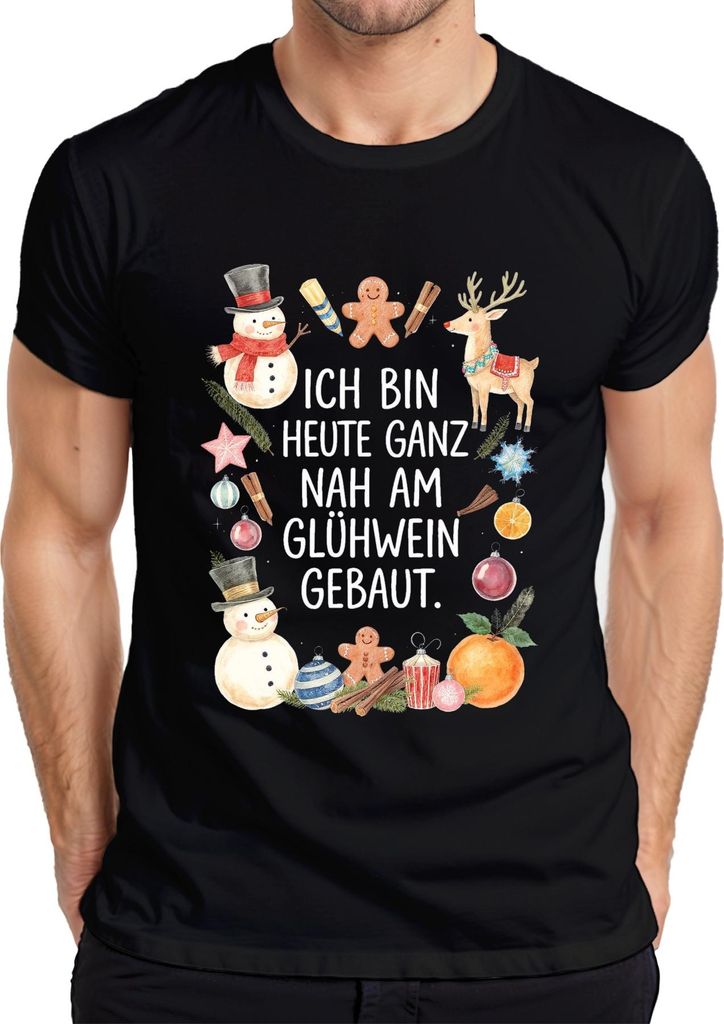 Ich bin heute ganz nah am Glühwein Weihnachten Advent lustig Herren T-Shirt, Schwarz, S